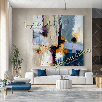 Abstract Tree Painting on Canvas – Large Modern Wall Art #142