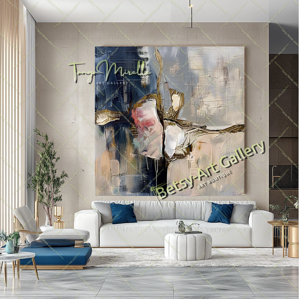 Abstract Tree Painting on Canvas – Large Modern Wall Art #143