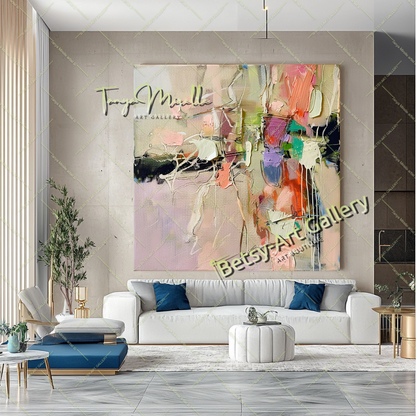 Pastel Colors Abstract Painting – Large Modern Wall Art #146