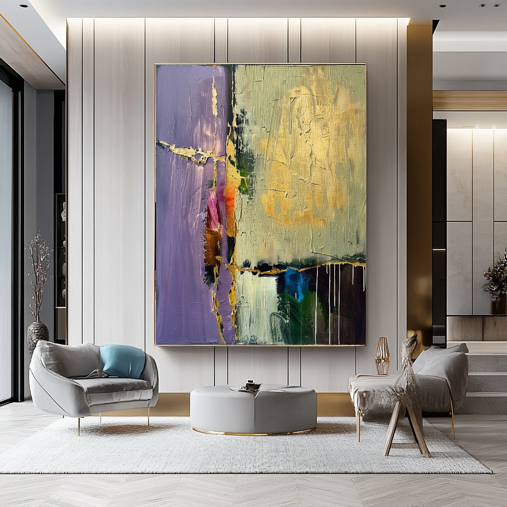 Vivid Abstract Impasto Oil Painting – Modern Textured Canvas Art for Living Room