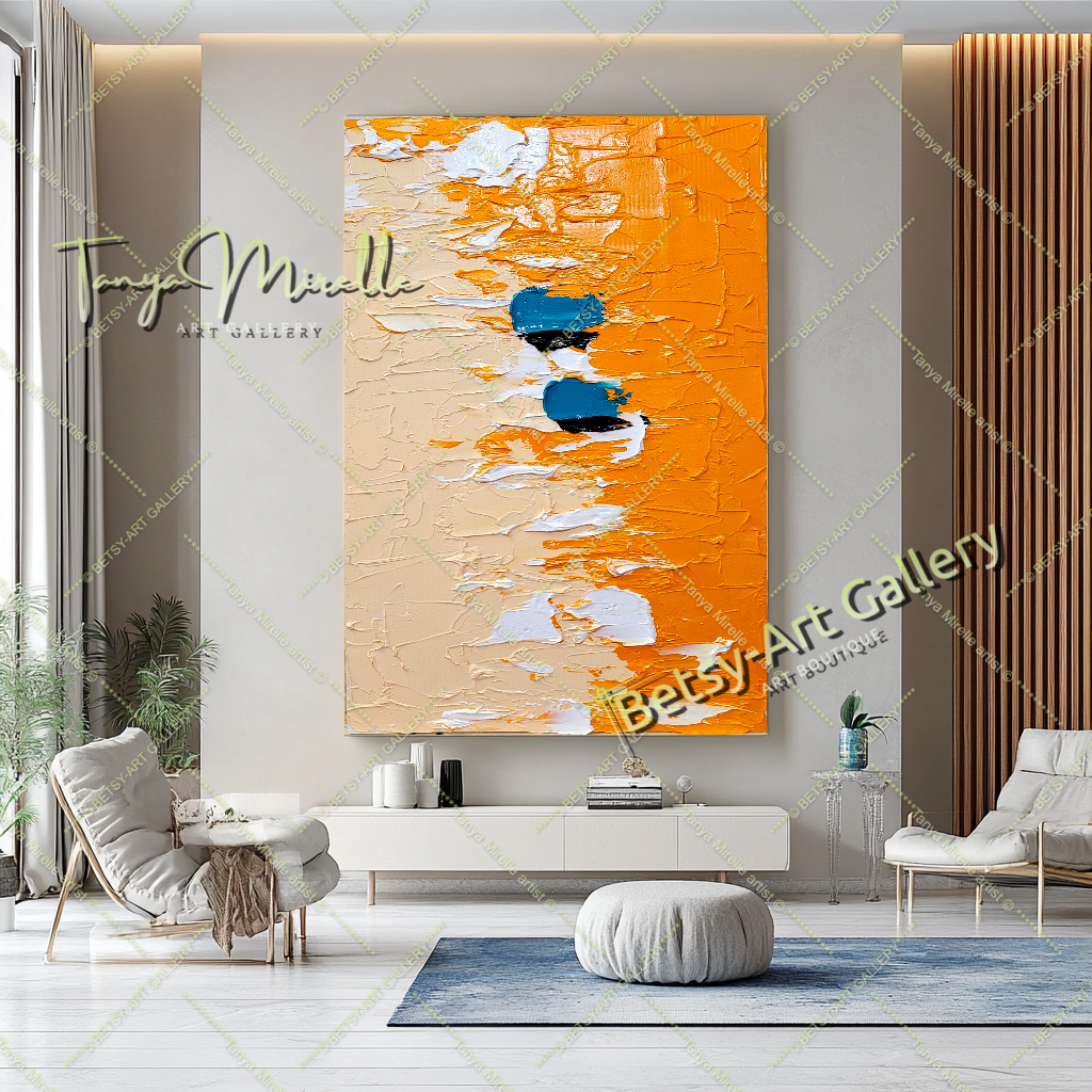 GRANDE peinture à l'huile impasto sur toile, œuvre d'art aux couleurs vives, art mural moderne texturé