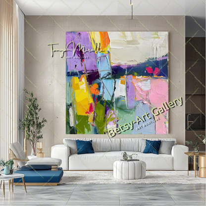 Soft Color Abstract Painting – Large Modern Wall Art #148
