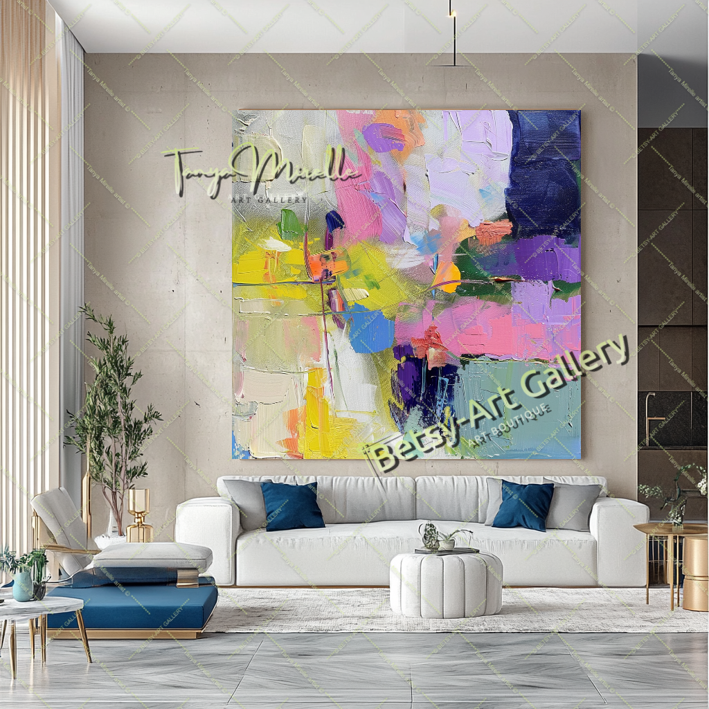 Soft Color Abstract Painting – Large Modern Wall Art #148 – Large – Oil on Canvas – {{ product.title }} canvas artwork by Tanya Mirelle – modern wall decor – original artwork for home, living room, office, or gallery – original artwork by BETSY-ART GALLERY