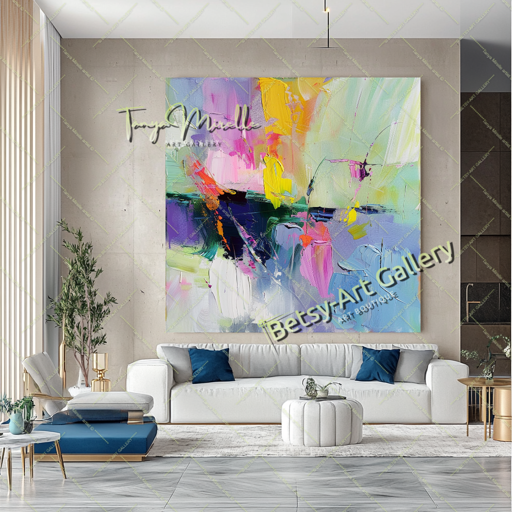 Soft Color Abstract Painting – Large Modern Wall Art #148