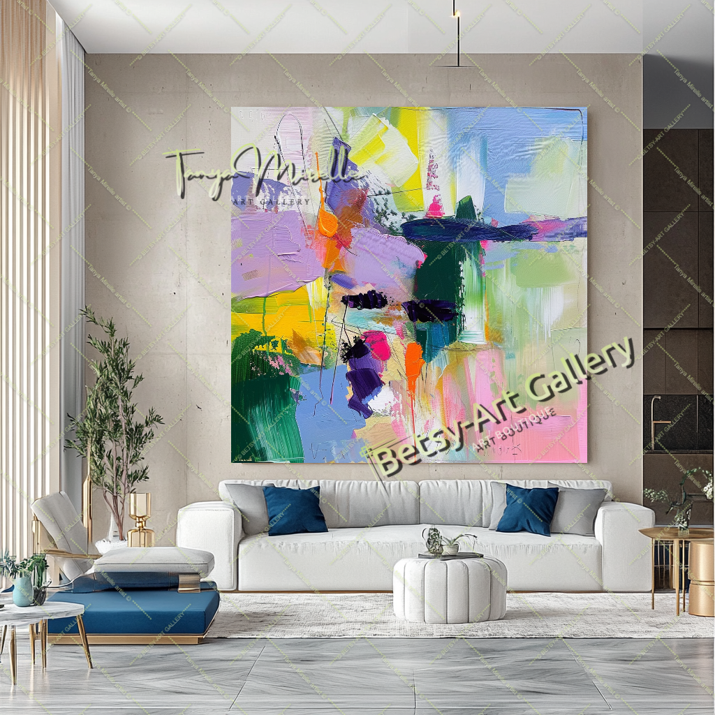 Soft Color Abstract Painting – Large Modern Wall Art #148 – Large – Oil on Canvas – {{ product.title }} canvas artwork by Tanya Mirelle – modern wall decor – original artwork for home, living room, office, or gallery – original artwork by BETSY-ART GALLERY