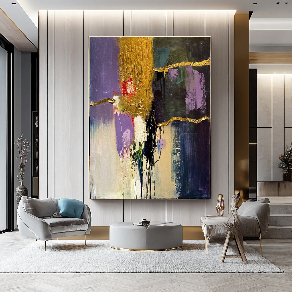 Vivid Abstract Impasto Oil Painting – Modern Textured Canvas Art for Living Room