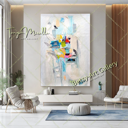 Large Abstract Colorful Impasto Oil Painting on Canvas # 222