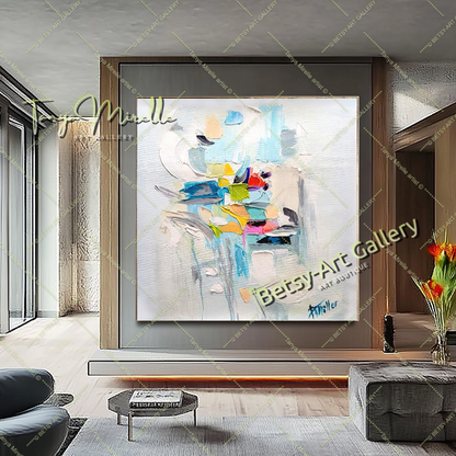 Large Abstract Colorful Impasto Oil Painting on Canvas # 222