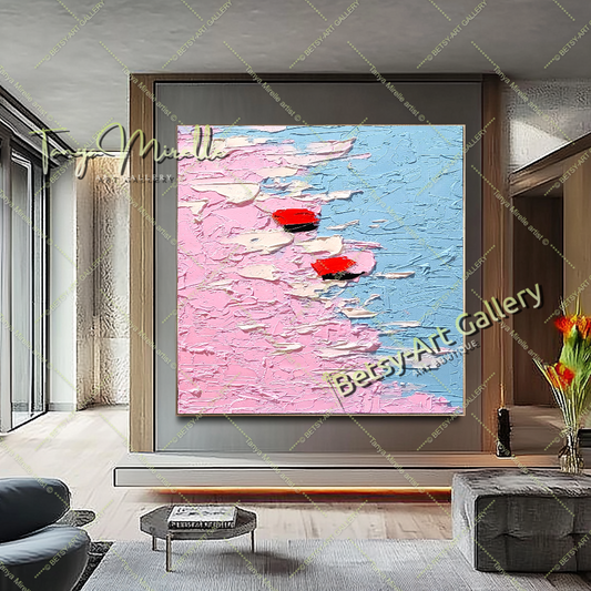 Pastel Breeze - Peinture abstraite à l'impasto floral sur toile, décoration murale moderne pour la maison, le bureau