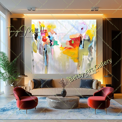 Large Abstract Colorful Impasto Oil Painting on Canvas # 220