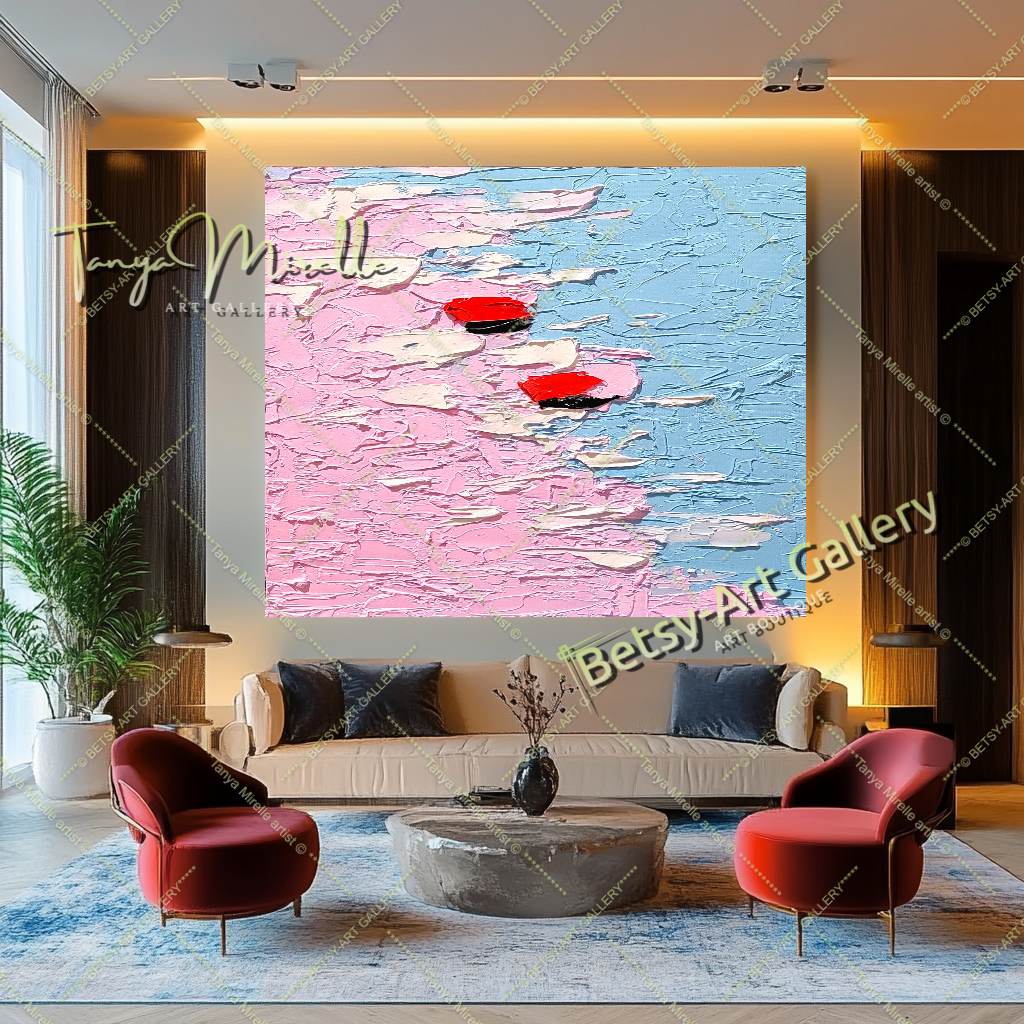 Pastel Breeze - Peinture abstraite à l'impasto floral sur toile, décoration murale moderne pour la maison, le bureau