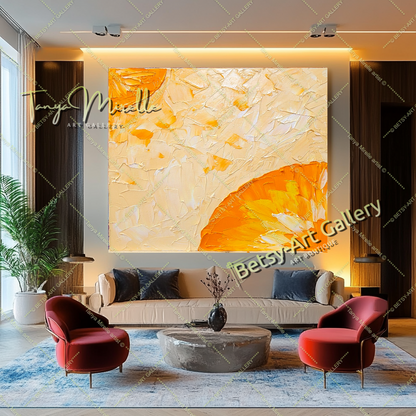 Orange Textured Painting, Minimalist Art, Contemporary Wall Decor