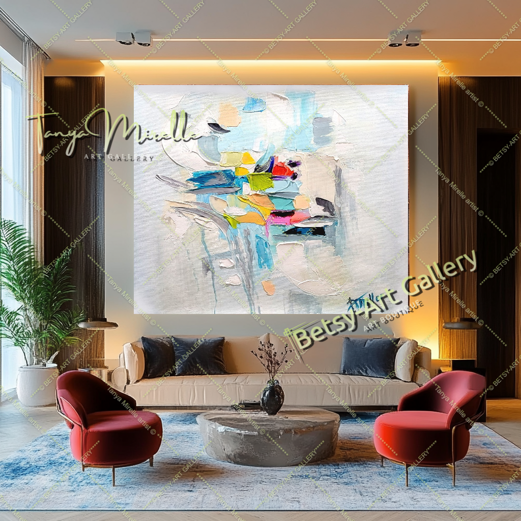 Large Abstract Colorful Impasto Oil Painting on Canvas # 222