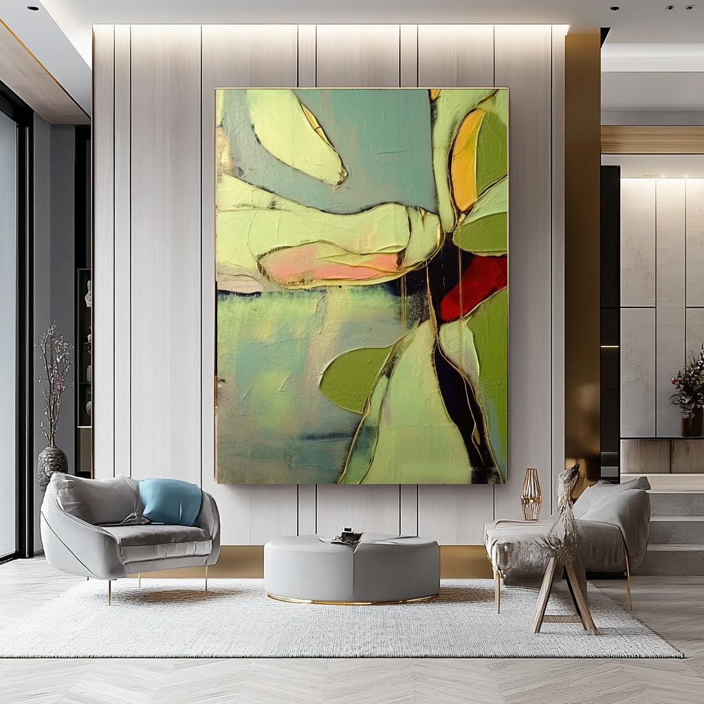 Abstract Impasto Oil Painting on Canvas - Vibrant Modern Wall Art for Living room