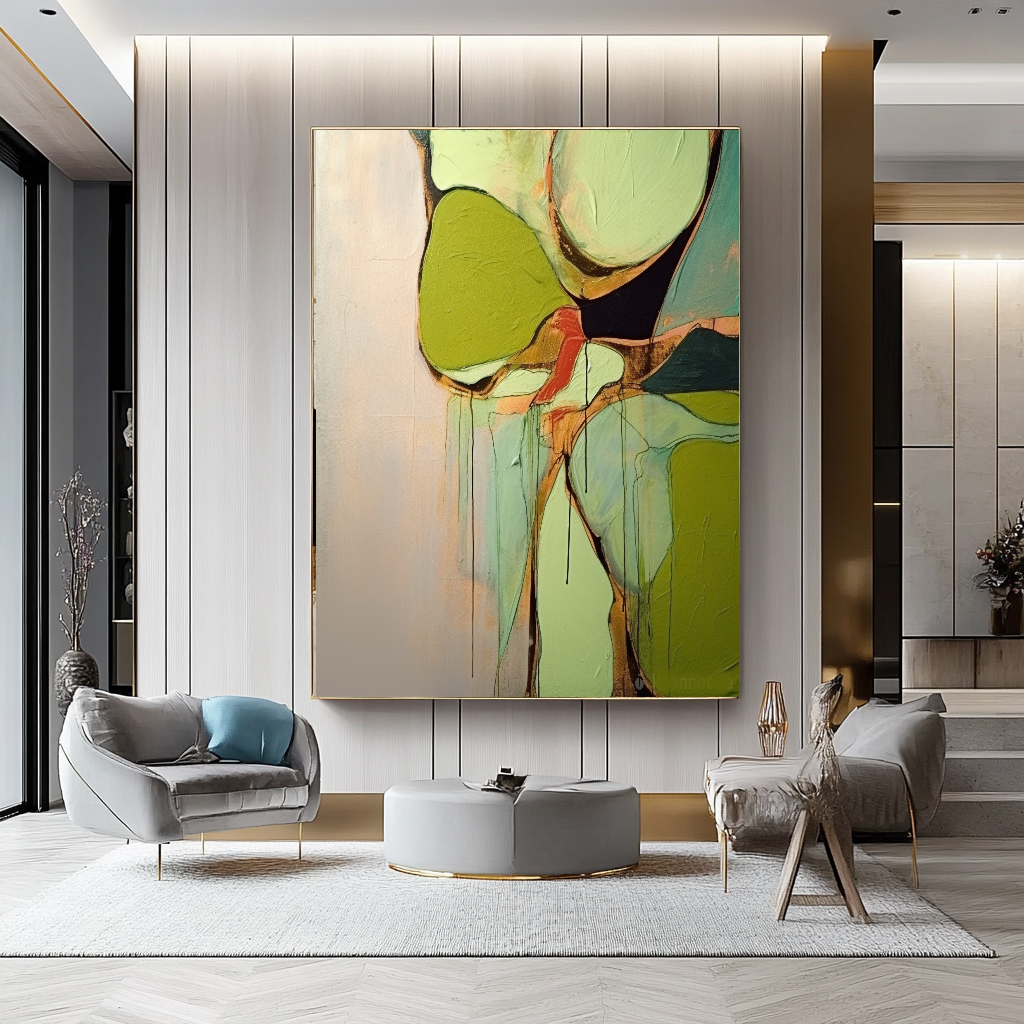 Abstract Impasto Oil Painting on Canvas - Vibrant Modern Wall Art for Living room