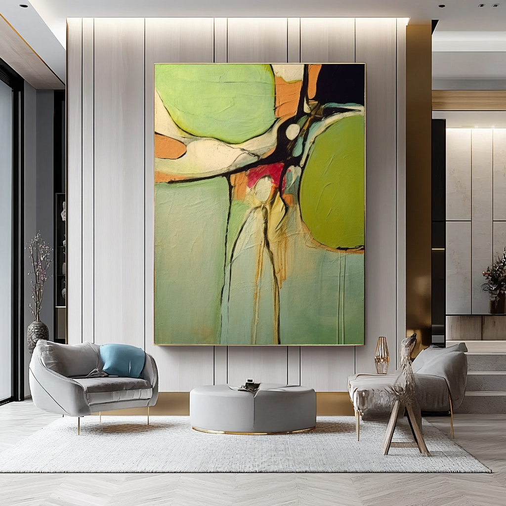 Abstract Impasto Oil Painting on Canvas - Vibrant Modern Wall Art for Living room