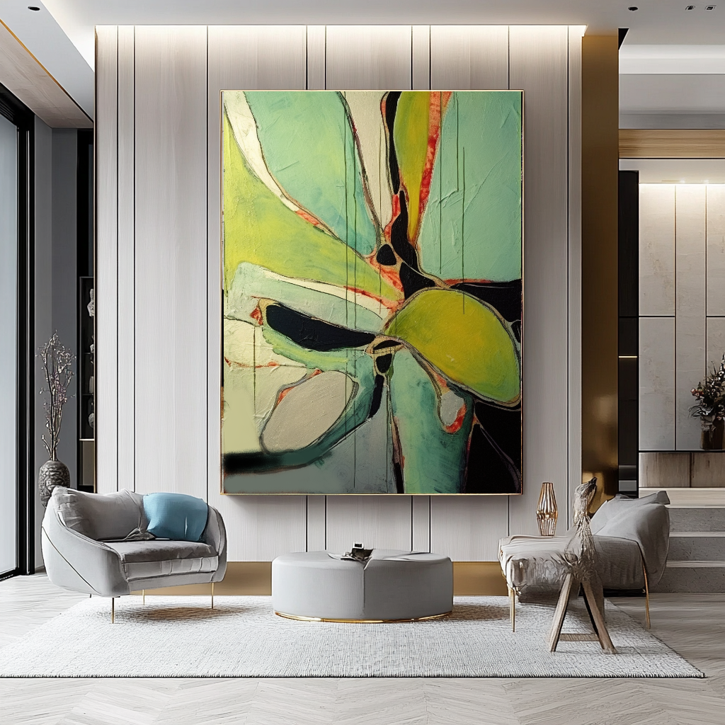 Abstract Impasto Oil Painting on Canvas - Vibrant Modern Wall Art for Living room