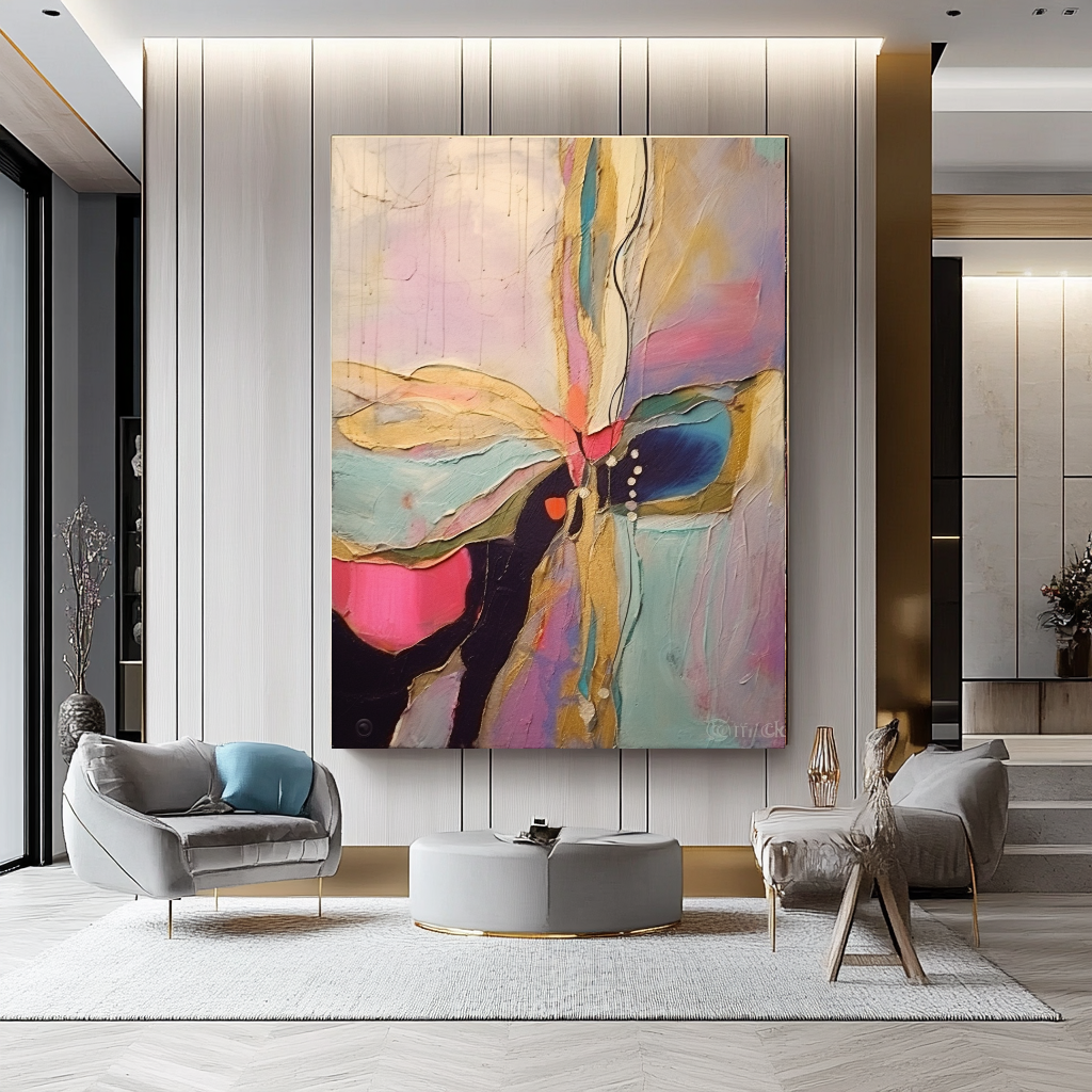 Abstract Impasto Oil Painting on Canvas - Vibrant Modern Wall Art for Living room