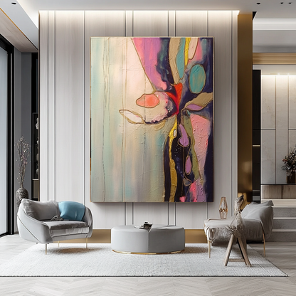 Abstract Impasto Oil Painting on Canvas - Vibrant Modern Wall Art for Living room