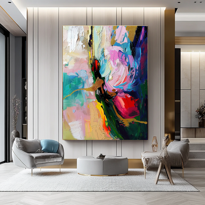 Unique Abstract Impasto Oil Painting on Canvas - Vibrant Modern Wall Art for Living room