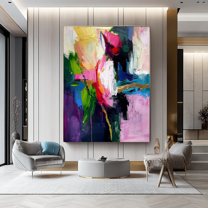 Unique Abstract Impasto Oil Painting on Canvas - Vibrant Modern Wall Art for Living room