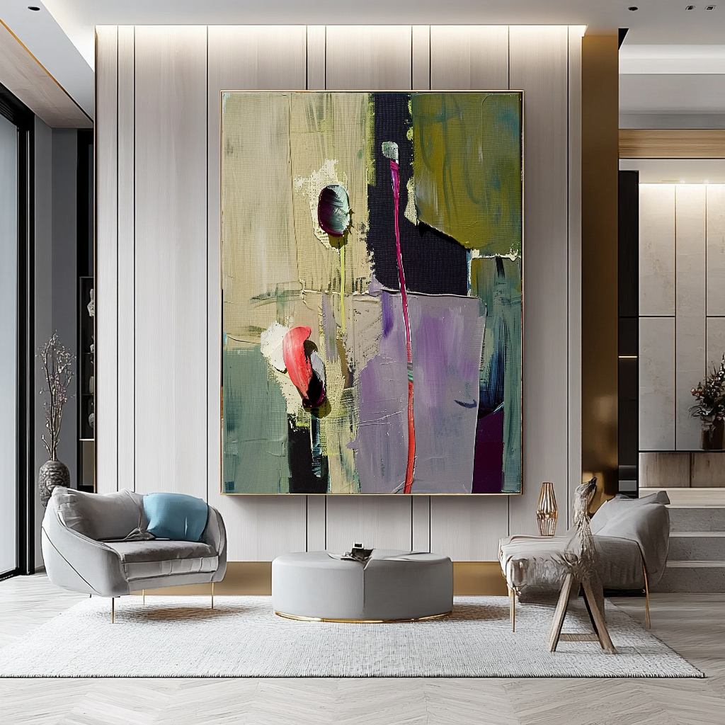Floral Abstract Impasto Oil Painting on Canvas - Vibrant Modern Wall Art for Living room