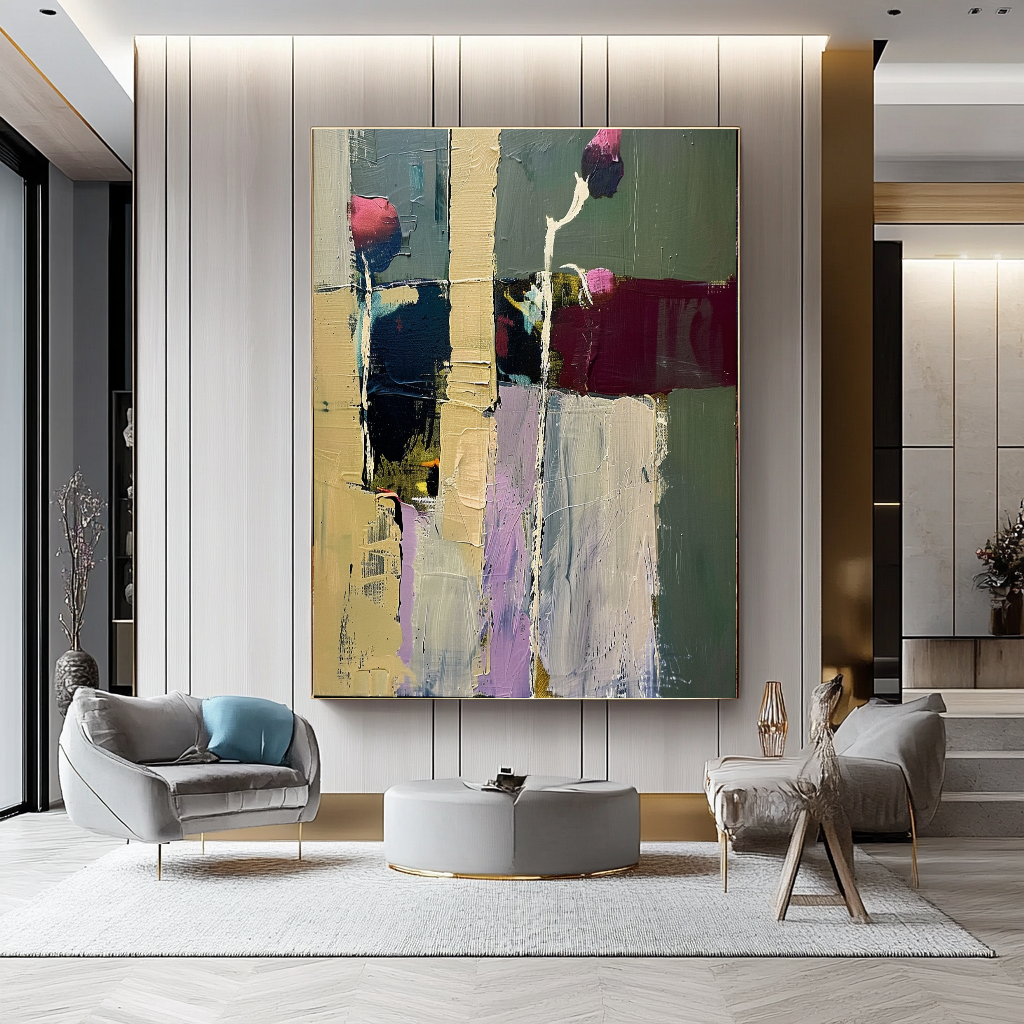 Floral Abstract Impasto Oil Painting on Canvas - Vibrant Modern Wall Art for Living room