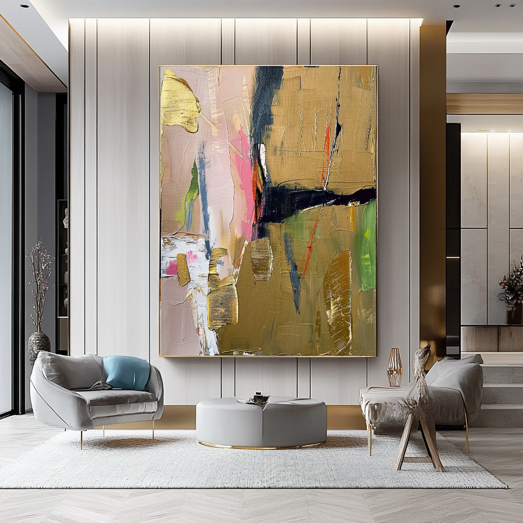Original Abstract Impasto Oil Painting on Canvas - Vibrant Modern Wall Art for Living room