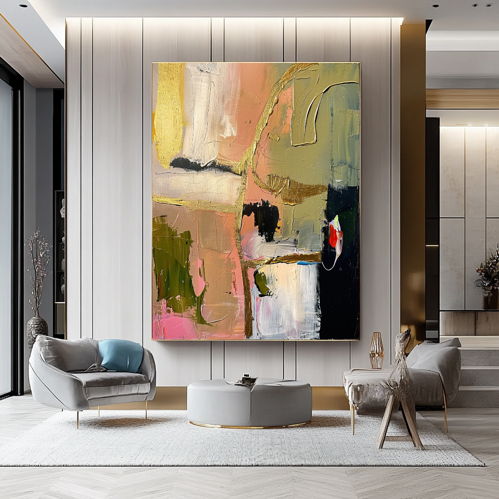 Original Abstract Impasto Oil Painting on Canvas - Vibrant Modern Wall Art for Living room