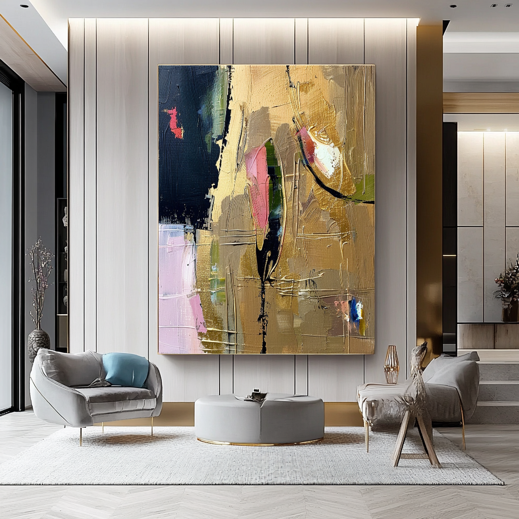 Original Abstract Impasto Oil Painting on Canvas - Vibrant Modern Wall Art for Living room