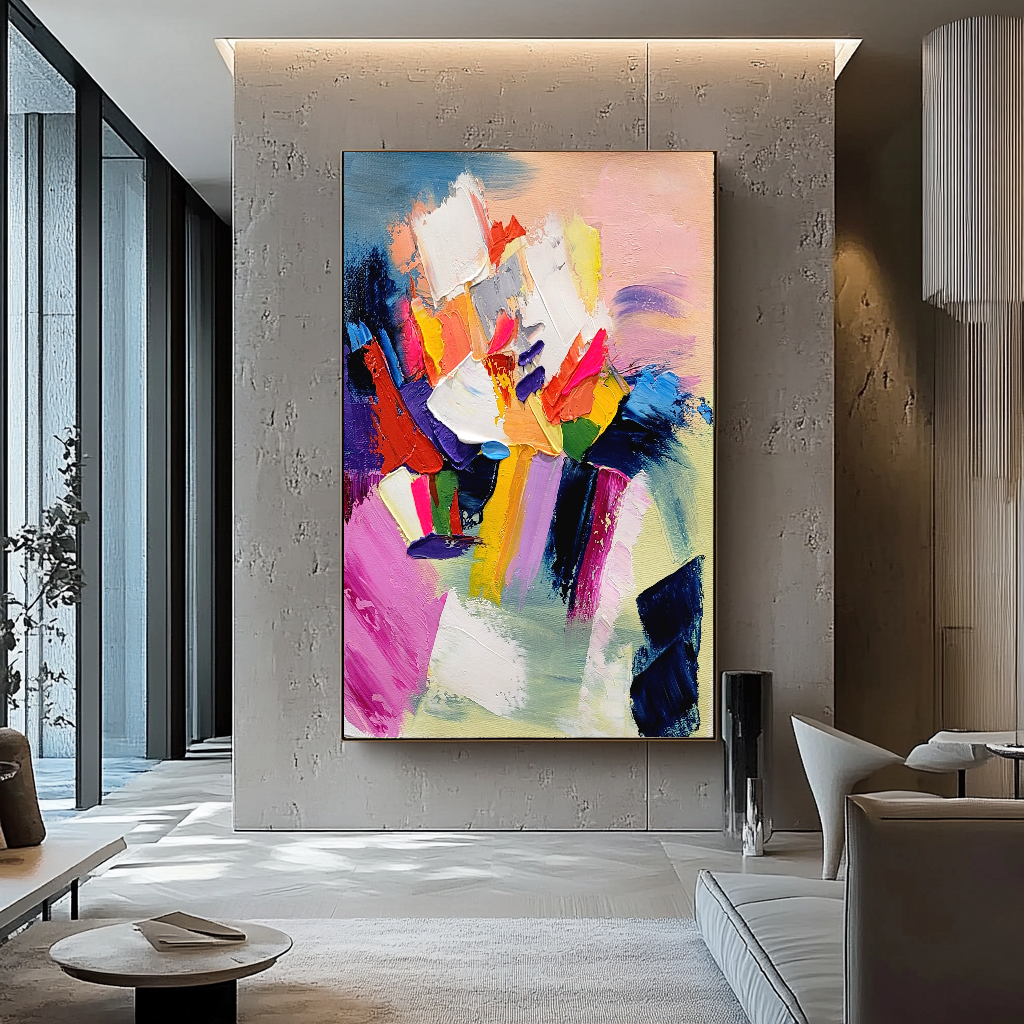 Modern Abstract Impasto Oil Painting on Canvas, Colorful Wall Art – Large – Oil on Canvas – {{ product.title }} canvas artwork by Tanya Mirelle – modern wall decor – original artwork for home, living room, office, or gallery – original artwork by BETSY-ART GALLERY
