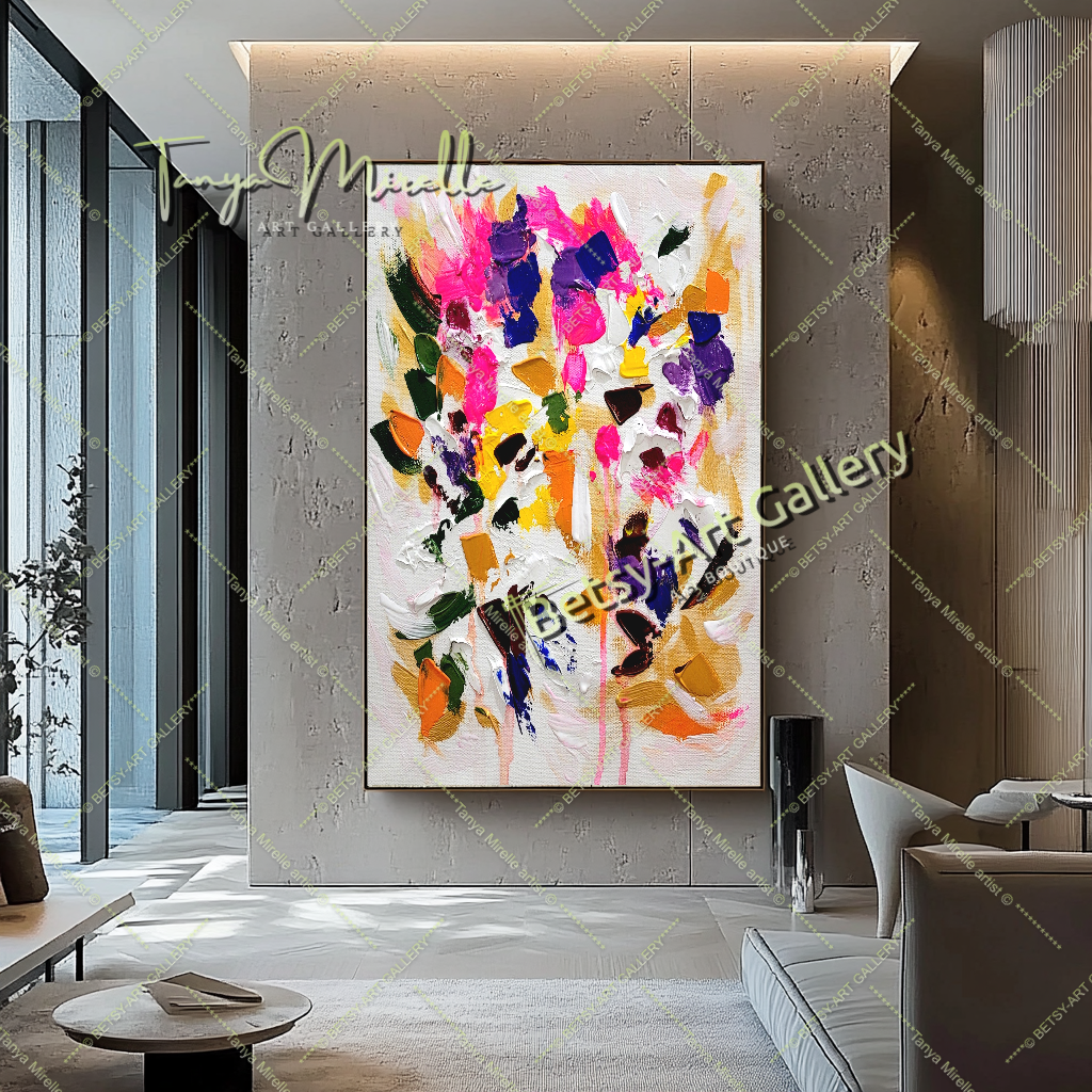 Blooming Radiance - Large Modern Abstract Impasto Oil Painting on Canvas
