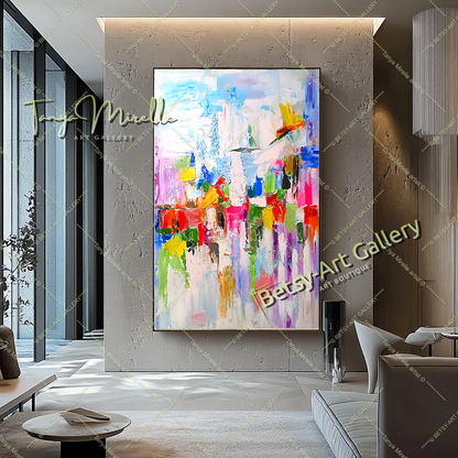 Grands tableaux abstraits pour salon, peinture à l'huile impasto sur toile, art mural moderne, peinture unique