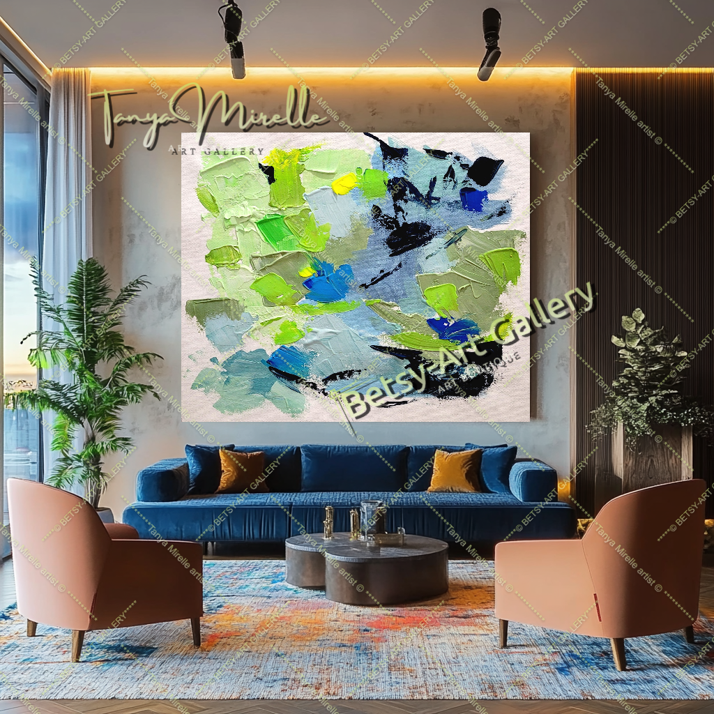 Grandes peintures abstraites pour le salon, peinture à l'huile impasto sur toile, art mural moderne coloré, peinture unique – Large – Oil on Canvas – {{ product.title }} canvas artwork by Tanya Mirelle – modern wall decor – original artwork for home, living room, office, or gallery – original artwork by BETSY-ART GALLERY
