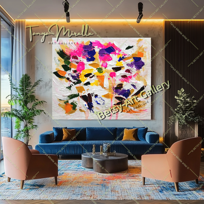 Blooming Radiance - Large Modern Abstract Impasto Oil Painting on Canvas