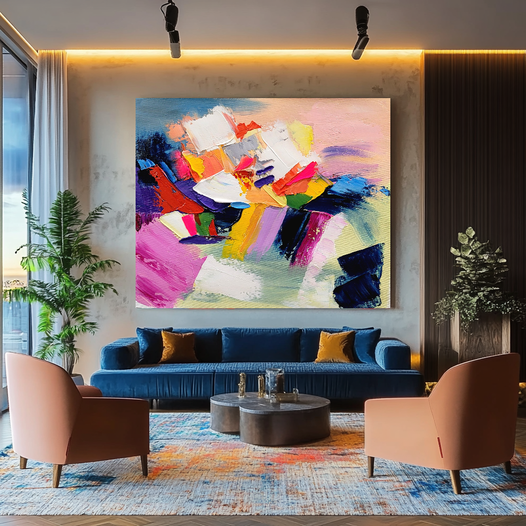 Modern Abstract Impasto Oil Painting on Canvas, Colorful Wall Art – Large – Oil on Canvas – {{ product.title }} canvas artwork by Tanya Mirelle – modern wall decor – original artwork for home, living room, office, or gallery – original artwork by BETSY-ART GALLERY