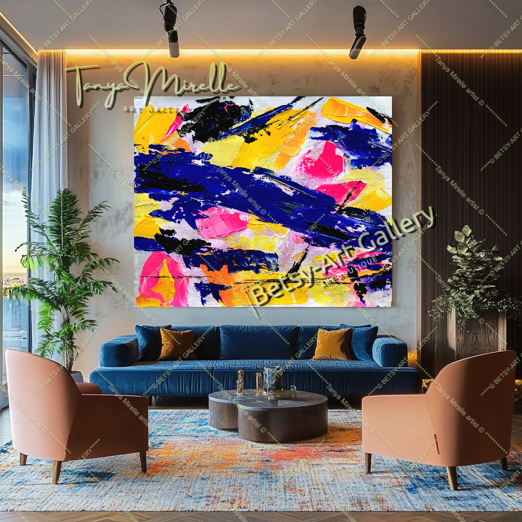 Electric Fusion - Large Abstract Textured Paintings for living room