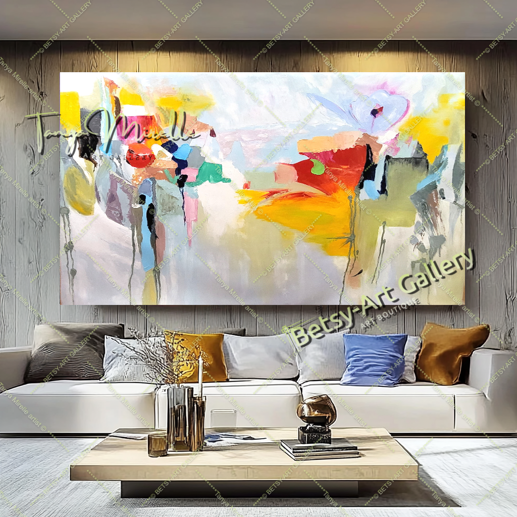 Large Abstract Colorful Impasto Oil Painting on Canvas # 220