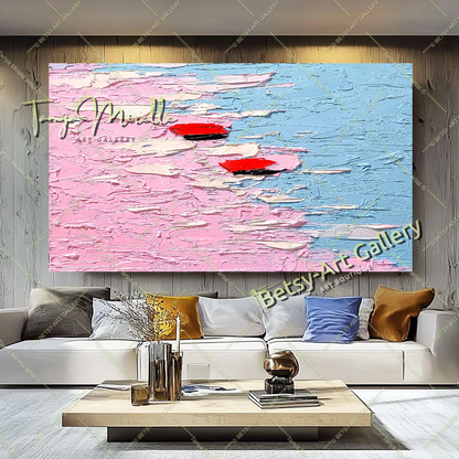 Pastel Breeze - Peinture abstraite à l'impasto floral sur toile, décoration murale moderne pour la maison, le bureau