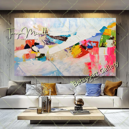 Large Abstract Colorful Impasto Oil Painting on Canvas # 223