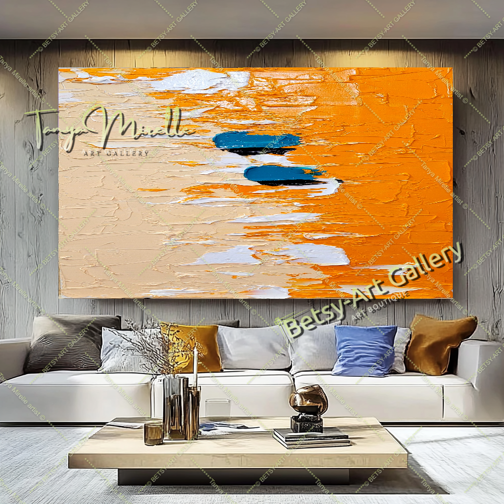GRANDE peinture à l'huile impasto sur toile, œuvre d'art aux couleurs vives, art mural moderne texturé