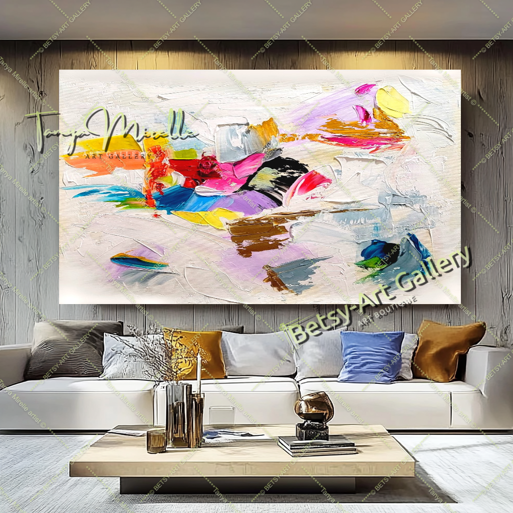 Large Abstract Colorful Impasto Oil Painting on Canvas # 221