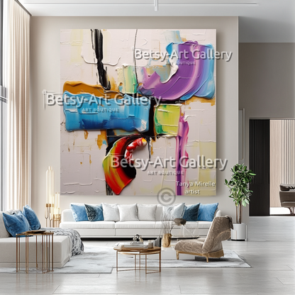 EXTRA LARGE Peinture à l’huile d’empâtement sur toile / Pas de cadre