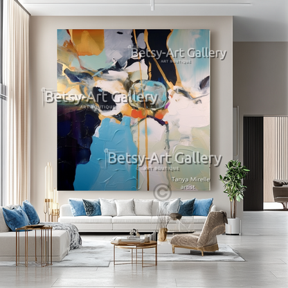 Dream Currents – Abstract Impasto Ocean-Inspired Wall Art #52