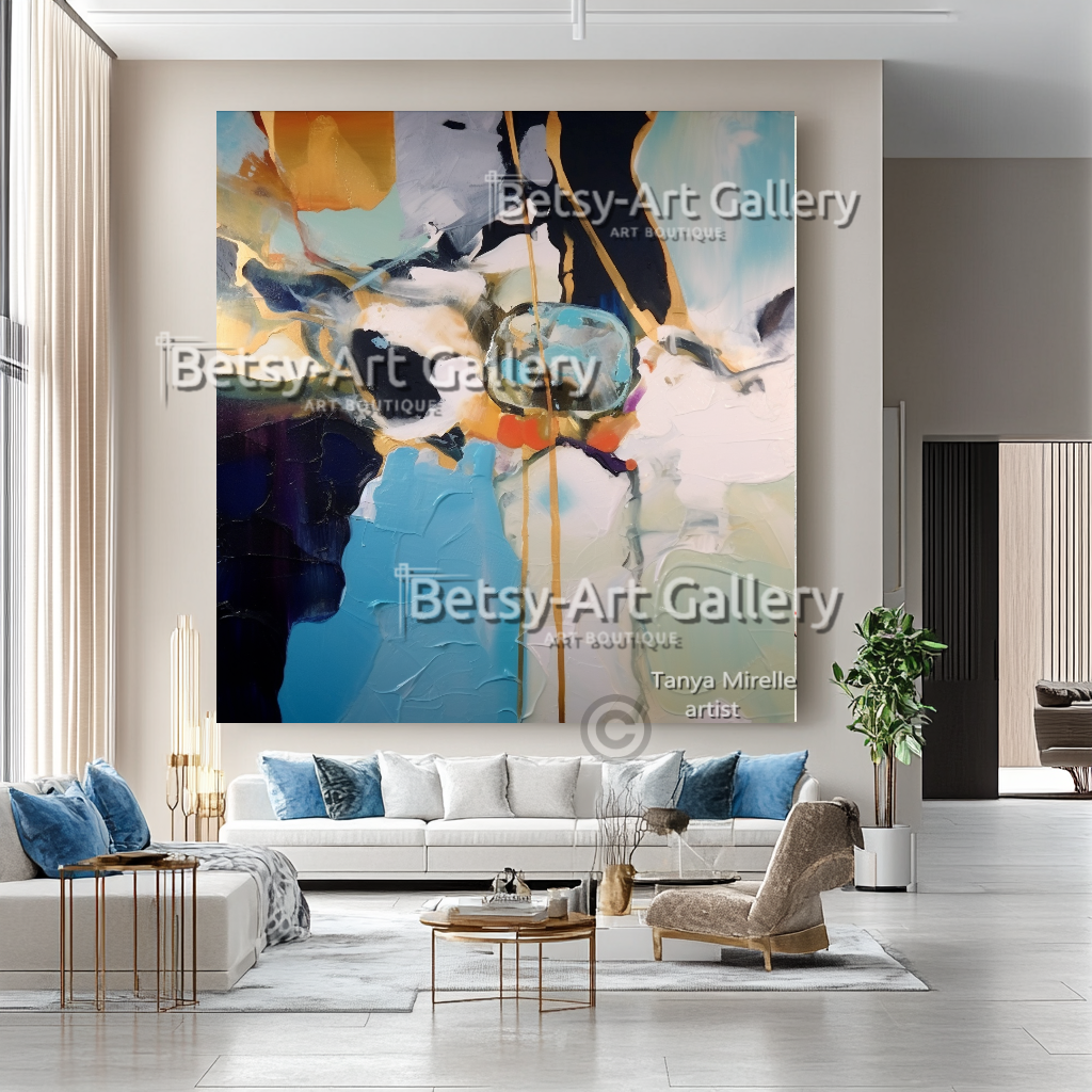 Dream Currents – Abstract Impasto Ocean-Inspired Wall Art #52 – Large – Oil on Canvas – {{ product.title }} canvas artwork by Tanya Mirelle – modern wall decor – original artwork for home, living room, office, or gallery – original artwork by BETSY-ART GALLERY
