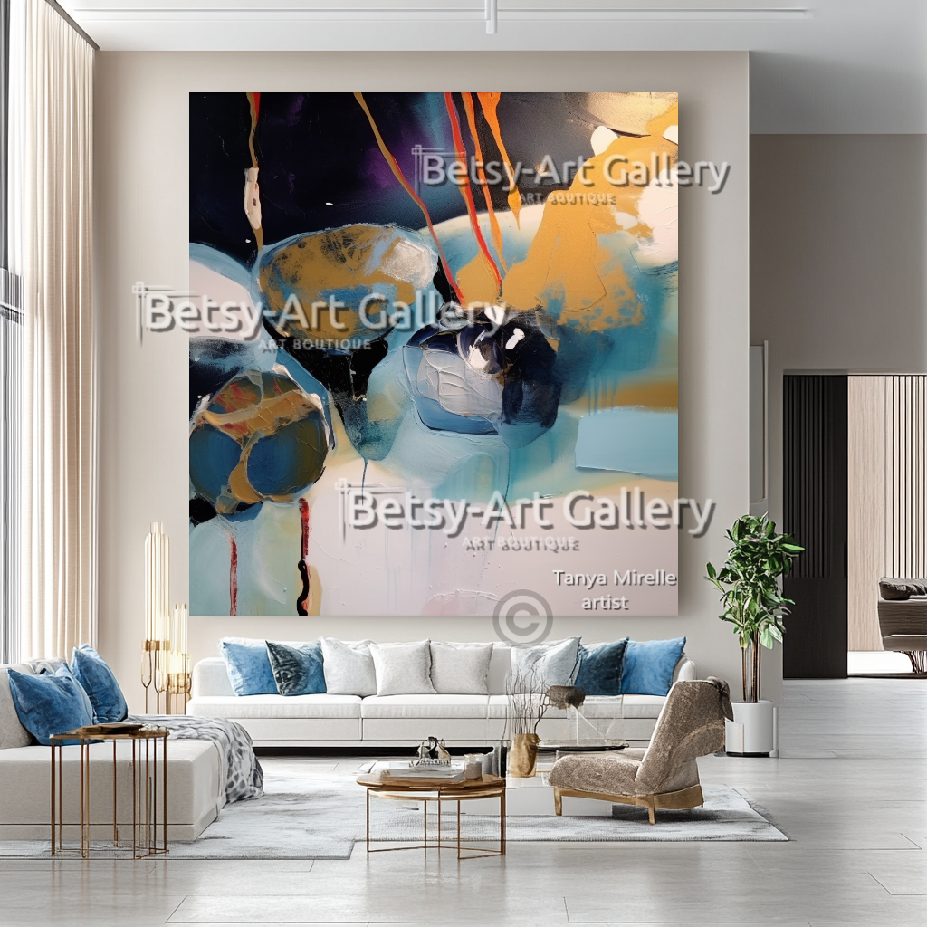 Dream Currents – Abstract Impasto Ocean-Inspired Wall Art #52 – Large – Oil on Canvas – {{ product.title }} canvas artwork by Tanya Mirelle – modern wall decor – original artwork for home, living room, office, or gallery – original artwork by BETSY-ART GALLERY