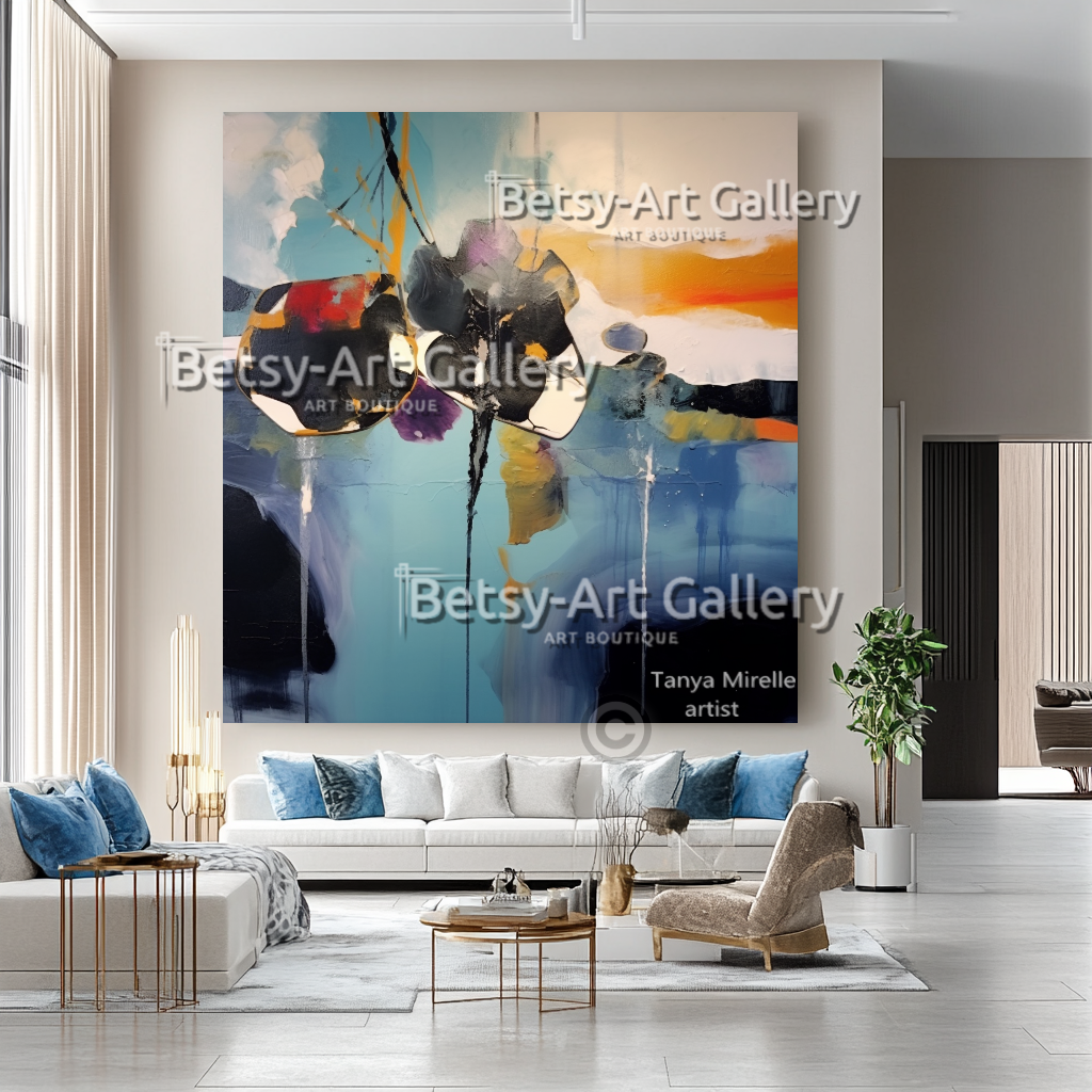 Dream Currents – Abstract Impasto Ocean-Inspired Wall Art #52 – Large – Oil on Canvas – {{ product.title }} canvas artwork by Tanya Mirelle – modern wall decor – original artwork for home, living room, office, or gallery – original artwork by BETSY-ART GALLERY