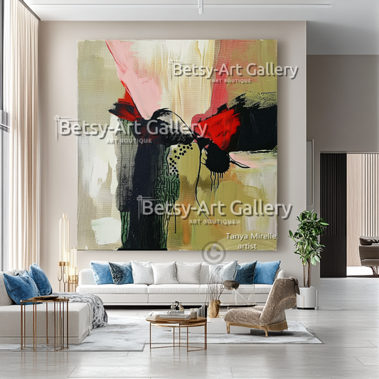 Terra Colors Textured Modern Abstract Impasto Oil Painting on Canvas #11