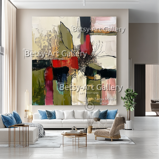 Terra Colors Textured Modern Abstract Impasto Oil Painting on Canvas #12
