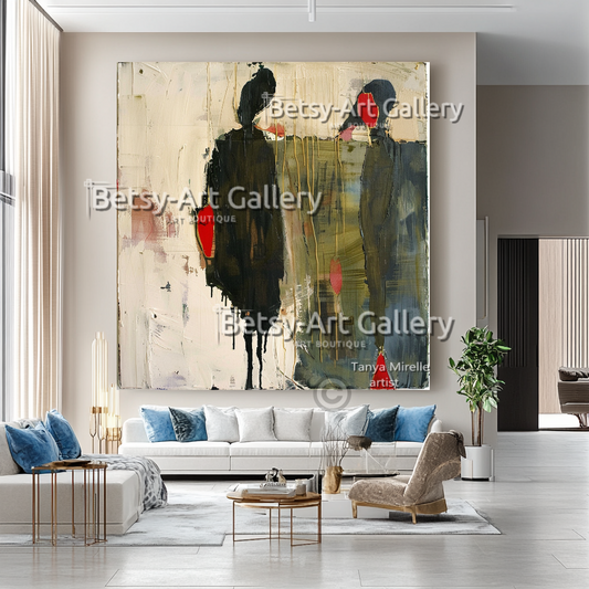Terra Colors Textured Modern Abstract Impasto Oil Painting on Canvas #10